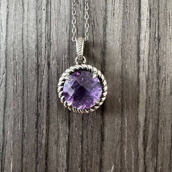 Dainty Amethyst Necklace Sterling Silver Chain - Picture 4 of 6